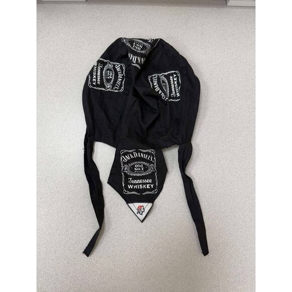 Jack Daniels "Old No. 7 Brand" Black Bandana Tie Back Hat Head Wrap Free Ship - Picture 1 of 6